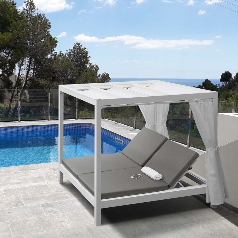 Gazebo da giardino in alluminio con tende scorrevoli - OASI Gazebo da giardino in alluminio con tende scorrevoli - OASI