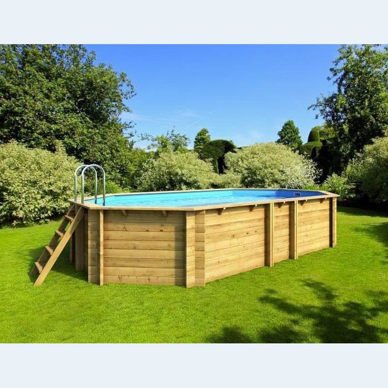 Piscina fuori terra in legno ottagonale allungata TROPICA Piscina fuori terra in legno ottagonale allungata TROPICA