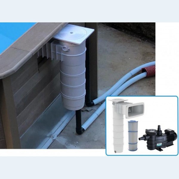 Pompa filtrazione Piscina Seminterrata effetto legno in pietra ricostruita rettangolare NATURALIS 7,50 x 3,24