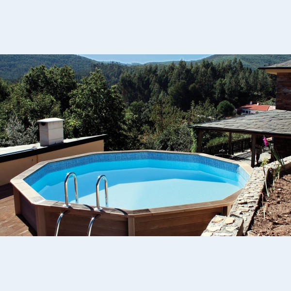 Piscina NATURALIS  in pietra ricostruita effetto legno decagonale Ø 4,93