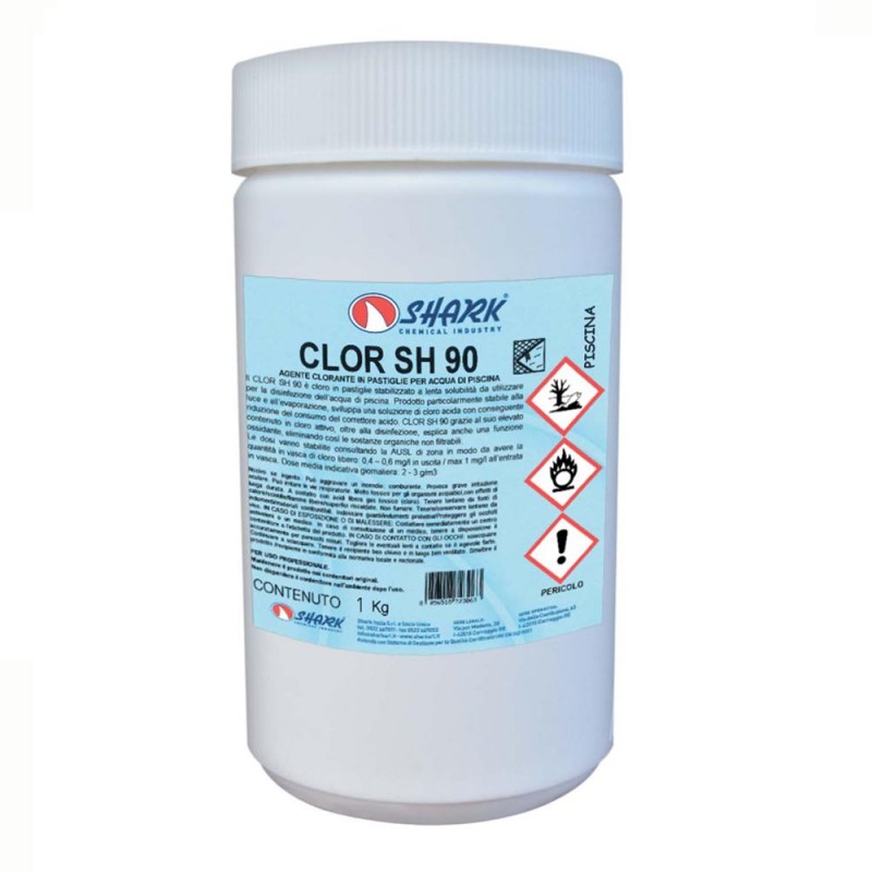 Tricloro Piscina CLOR SH 90 in pastiglie 200 gr. Tricloro Piscina CLOR SH 90 in pastiglie 200 gr.